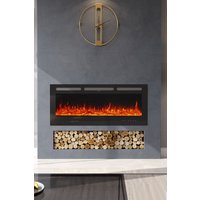 Living and Home 50 Inch Recessed & Wall Mounted Electric Fireplace with Remote in Black