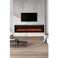 Living and Home 80 Inch Recessed & Wall Mounted Electric Fireplace with Remote in Black