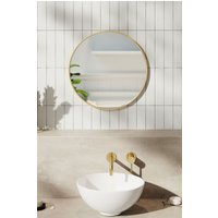 Living and Home 40cm Nordic Gold Round Bathroom Mirror Wall-Mounted Washbasin Mirror with Metal Frame