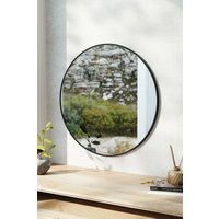 Living and Home 80cm Nordic Black Round Wall-Mounted Bathroom Mirror Metal Frame for Bedroom or Hallway