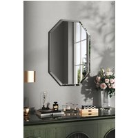 Living and Home 40cm W x 60cm H Modern Frameless Octagon Wall Mirror in Silver | Size: 40 cm W x 60 cm H