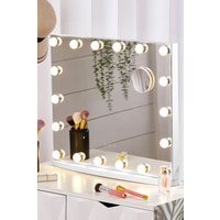 Living and Home Hollywood Vanity Mirror Desktop Cosmetic Mirror with LED Lights & With 10X Magnifier in Natural
