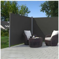 Living and Home 236"x71" Double Retractable Side Awning, Waterproof UV-Resistant Privacy Divider Screen Privacy Fence for Patio, Garden, Terrace, and