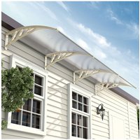 Living and Home Window & Door Awning Canopy - UV & Weather Resistant 106"x39" Polycarbonate Cover w/ Aluminium Brackets for Porch, Patio, Deck, White