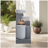 Living and Home Creative Solar Powered Water Feature Outdoor Fountain Rockery Deco in Natural
