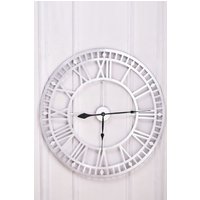 Living and Home 80cm Dia Silver Roman Numerals Metal Wall Clock