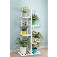Living and Home 5-Tier Rustic Wooden Potted Garden Plant Stand Rack Holder 103cm H in White