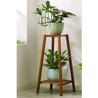 Living and Home 2-tier Vintage Indoor Plant Stand Solid Wood Display Shelf Potted Holder Rack in Brown