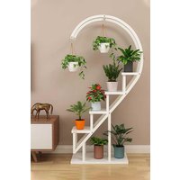 Living and Home 4 Tiers Curved Plant Stand Half-Heart Bonsai Display Shelf in White