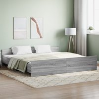 Berkfield Home Bed Frame with Headboard & Footboard Grey Sonoma 180x200 cm Super King