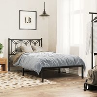 Berkfield Home Metal Bed Frame without Mattress with Headboard Black 100x200cm | Size: 100x200 cm