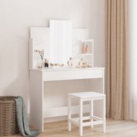 Berkfield Home Dressing Table with Mirror White 96x39x142 cm | Size: 96 x 39 x 142 cm
