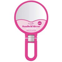 Danielle Creations 3 in 1 Soft Touch Handheld Folding Beauty Dual Sided x10 Mag Mirror in Pink