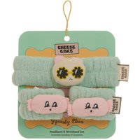 Cheesecake Women's Squeaky Clean Headband & Wristband Gift Set - Green Cat