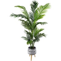 Pegdev 180cm Artificial Palm Tree with Blue Planter & Stand, Indoor Use in Green