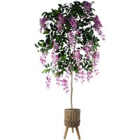 Pegdev 150cm Artificial Pink Wisteria Tree in Rustic Fibreglass Planter