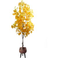 Pegdev 150cm Artificial Yellow Ginkgo Tree with Rustic Brown Planter