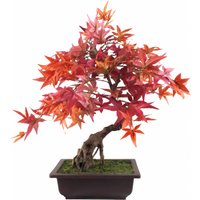 Pegdev 50cm Artificial Red Maple Bonsai Tree with Decorative Planter