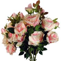 Pegdev Pack of 6 Pink Rose Stems 80cm with 18 Artificial Flowers