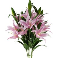 Pack 6 Lily Stems 100cm 18 Silk Flowers