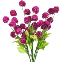 Pegdev Pack of 6 50cm Artificial Pink Dahlia Pompom Stems for Home Décor