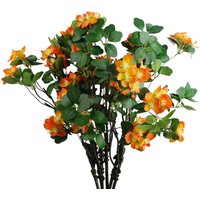 Pegdev Pack of 6 60cm Artificial Orange Foliage Spray with Silk Leaves