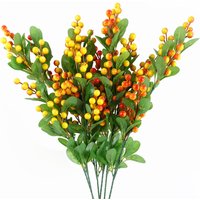 Pegdev Pack of 6 70cm Artificial Orange Berry Spray Autumn Foliage Decor
