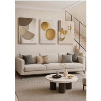 Mafett 3 Wall Art Set Abstract Balance in Motion Fine Art Framed in Gold | Size: W18" x H24"