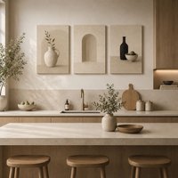 Mafett Set of 3 Canvas Wall Art Print Neutral Beige Arch | Size: W24" x H32"