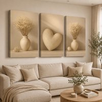Mafett Set of 3 Beige Pottery Canvas Wall Art | Size: W18" x H24"