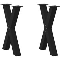 Berkfield Home Dining Table Legs X-Shaped 2 pcs Black 60x(72-73) cm Steel