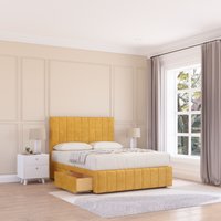 Sloomy California Divan Bed Base Slate Naples 2 Drawers 12" Footboard & 26" Struts Headboard in Mustard | Size: Small Double