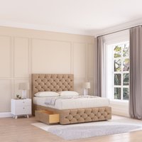 Sloomy Watson Divan Bed Base 2 Drawers 12" Footboard & 26" Struts Headboard in Light Beige | Size: King