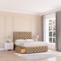 Sloomy Watson Divan Bed Base 2 Drawers 12" Footboard & 26" Strutted Headboard in Light Brown | Size: Small Double