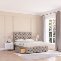 Sloomy Watson Divan Bed Base 2 Drawers 12" Footboard & 26" Strutted Headboard in Stone | Size: Super King