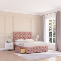 Sloomy Watson Divan Bed Base 2 Drawers 12" Footboard & 54" Floor Standing Headboard in Pink | Size: Small Single