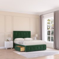 Sloomy Cambridge Divan Bed Base 2 Drawers 12" Footboard & 54" Floor Standing Headboard in Emerald | Size: Super King