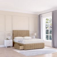 Sloomy California Divan Bed Base Slate Naples 4 Drawers 12" Footboard & 54" Floor Standing Headboard in Light Brown | Size: Small Double