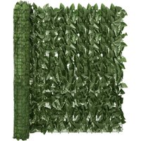 Berkfield Home Balcony Screen with Dark Green Leaves 600x100 cm