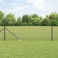 Berkfield Home Steel Fence Post Set Set of 2 Grey Metal, Mesh 10 x 0.5 m