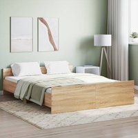 Berkfield Home Bed Frame with Headboard & Footboard Sonoma Oak 140x200 cm in Brown