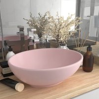 Berkfield Home Luxury Basin Oval-shaped Matt Pink 40x33 cm Ceramic