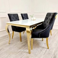 Celebrity Interiors Louis Glass Top Dining Table in White | Size: 160 cm x 90 cm