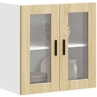 Berkfield Home Kitchen Wall Cabinet with Glass Door Porto Sonoma Oak in Brown