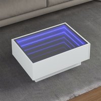 Berkfield Home Coffee Table with LED White 70x50x30 cm Engineered Wood | Size: 70 x 50 x 30 cm