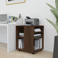 Berkfield Home Rolling Cabinet Brown Oak 60x53x72 cm Engineered Wood | Size: 60 x 53 x 72 cm