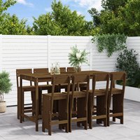 Berkfield Home 9 Piece Garden Bar Set Honey Brown Solid Wood Pine