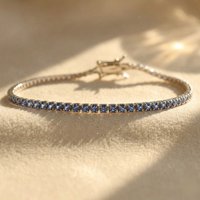 Sterling Silver Aquamarine Gemstone Tennis Bracelet cm