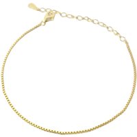 Harfi Women's Gold Plated Everyday Minimalist Box Chain Bracelet | Size: 7.5 inches