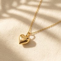 Harfi Women's Gold Plated Puffed Heart Pendant Love Charm Necklace | Size: 18 inches